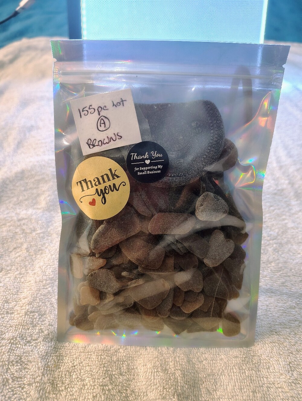 155 Pieces Brown Decorative Sea Glass Mix ~ Home Accents ~ Beach Found